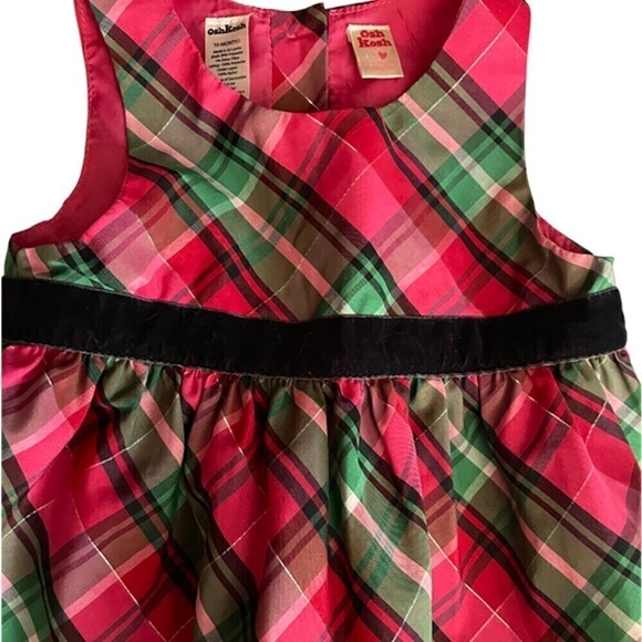 OSHKOSH Plaid Holiday Party Dress Size 18 Months - Picture 2 of 4